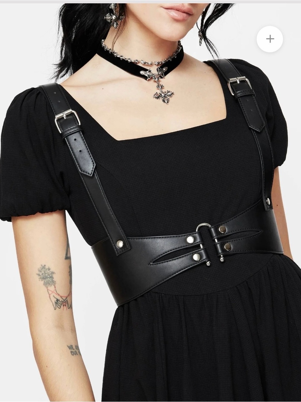 Disturbia Black Faux Leather Harness Waist Cincher